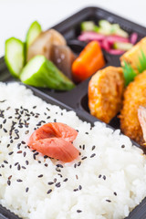 Traditional bento japanese cuisine a single-portion takeout or home-packed meal