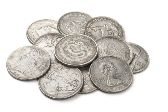 Heap Of Old Silver Coins