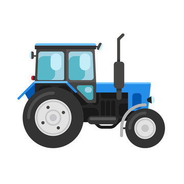 Blue tractor isolated on white