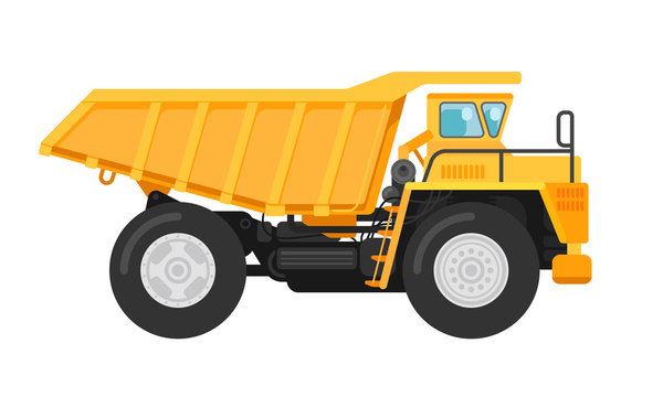 Yellow mining dump truck tipper illustration