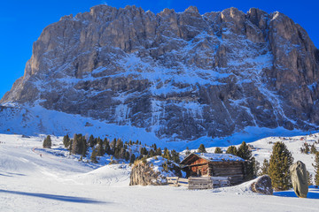 Fototapeta na wymiar Ski resort of Selva di Val Gardena, Italy