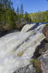 Waterfall Small Yaniskengas on  Kutsayoki river. Murmansk region