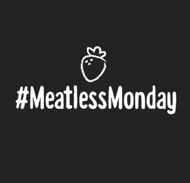 Meatless Monday banner hand drawn with chalk on blackboard.