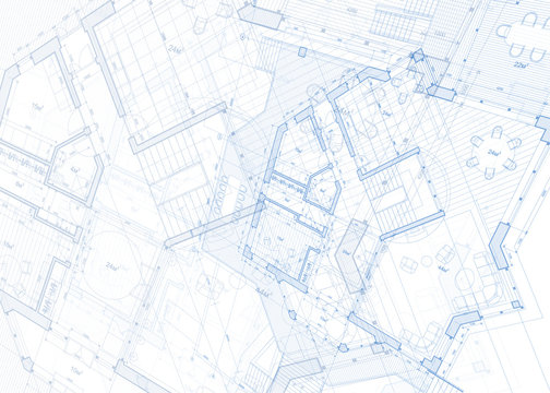 architecture blueprint - house plan / vector illustration
