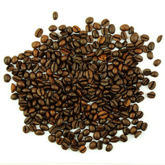 Brown coffee beans isolated on white background