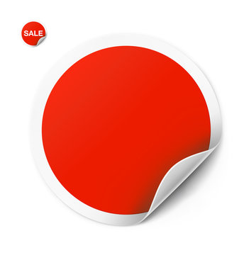 Red round sticker isolated on white background. Vector illustration