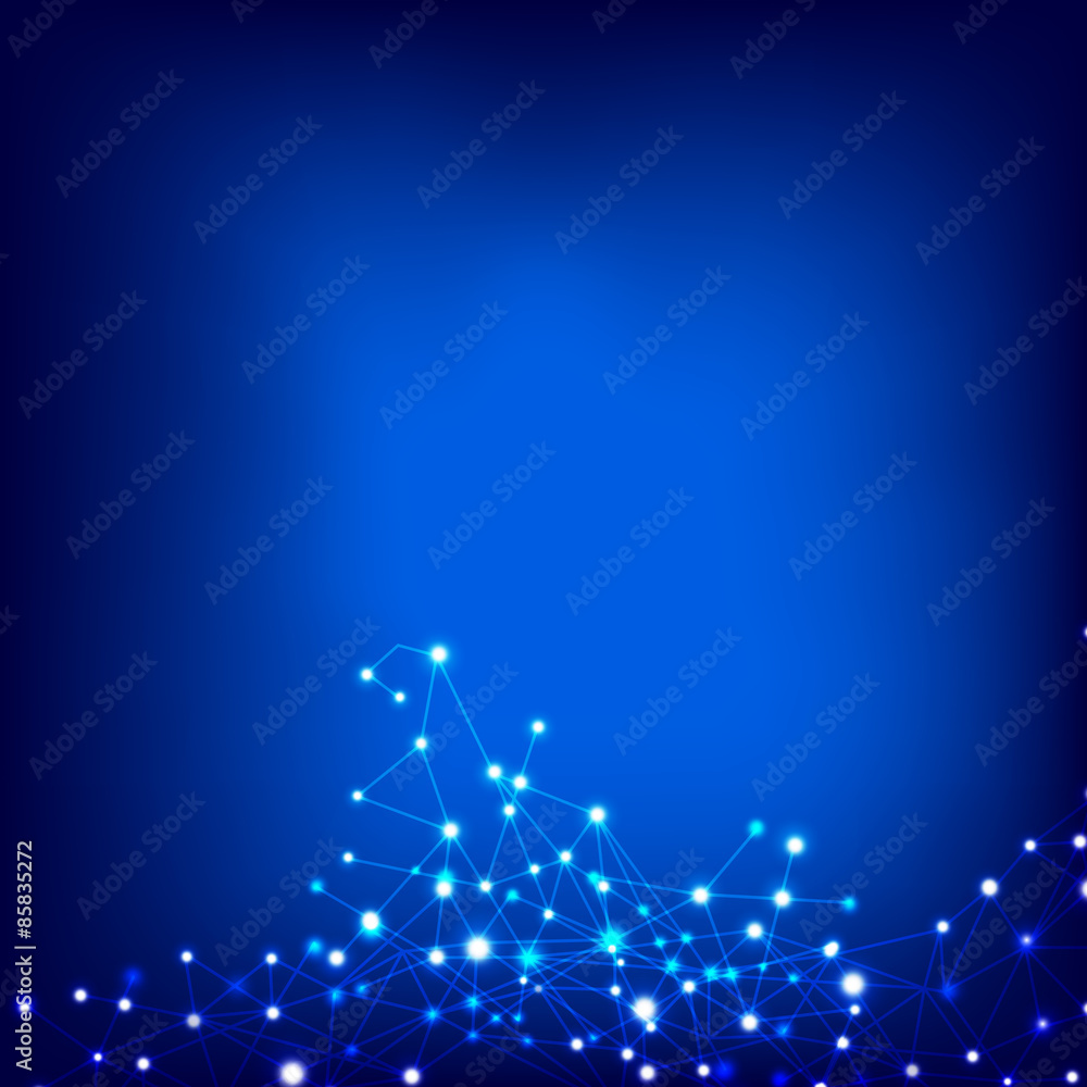 Poster abstract technology background line and glow dot element vector