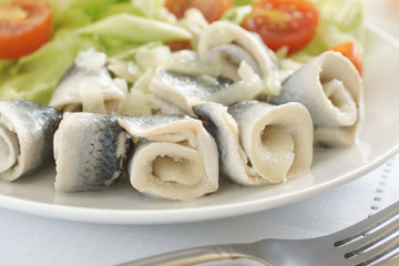 Rollmops or pickled herrings