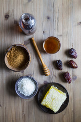 Honey maple syrup dates coconut and sugar
