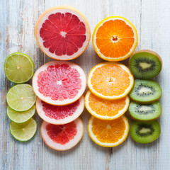 Citrus Fruits on a wooden background