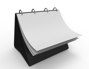 3d illustration of calendar with blank page