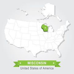 Wisconsin state. USA administrative map.
