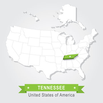 Tennessee state. USA administrative map.