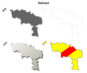 Hainaut (Wallonia) outline map set - Walloon version