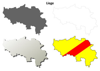 Liege (Wallonia) outline map set - Walloon version