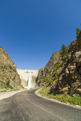 Fototapeta na wymiar Morrow Point Dam is the second of three dams making up the Wayne N. Aspinall Unit in the Gunnison River, western Colorado. The Colorado River Storage Project is managed by the Bureau of Reclamation. 