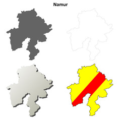 Obraz premium Namur (Wallonia) outline map set - Walloon version