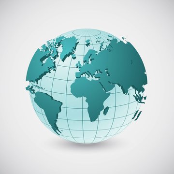 Wireframe world globe vector illustration