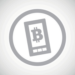 Grey bitcoin screen sign icon