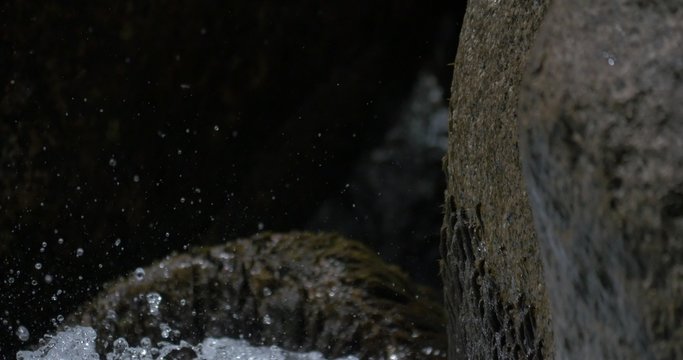 4K, abstract flowing and splashing water closeup