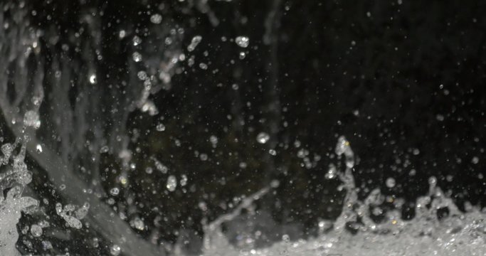 4K, abstract flowing and splashing water closeup