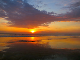 Fototapeta na wymiar Kuta beach beautiful sunset, Bali, Indonesia