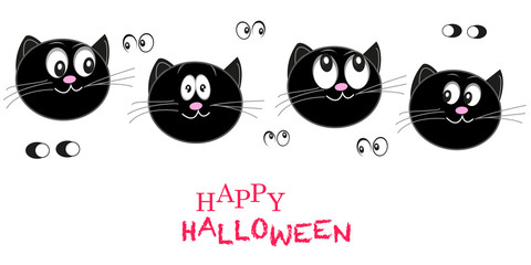 Halloween greeting card cats vector background