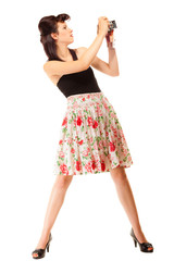 Teen girl with old camera