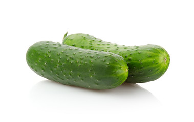 Two fresh Cucumbers isolated on white background