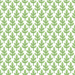 Fototapeta na wymiar Cute seamless spring summer tiny herb vector pattern. Fresh spring sprout background. Pattern for continuous replicate. Green plant texture on white background.