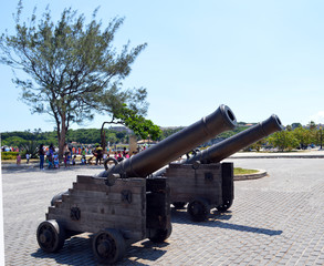 Havana, Cuba: Cannons at Castillo de San Salvador de la Punta