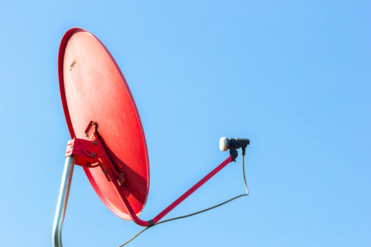 Red dish Satellites and blue sky