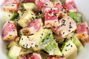 Freh avocado and tuna salad with Japanese wafu sauce