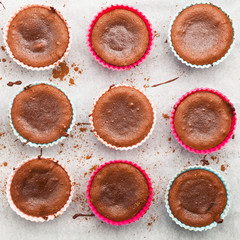 molten chocolate cakes baked in silicone molds