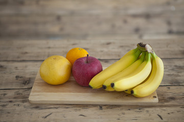 Banana, apple, grapefruit, orange