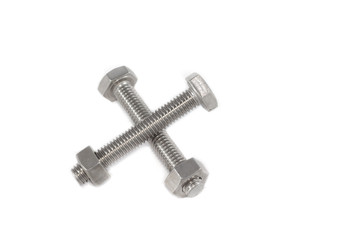 Screw and nut on white background