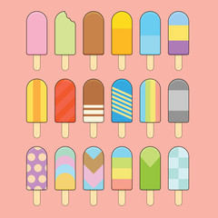 Popsicle collection with variation color, pattern and linear design