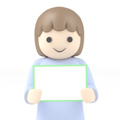 メッセージボードを持つ女性のイラスト