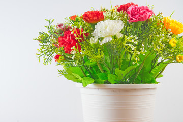 Bouquet of beautiful artificial flowers.