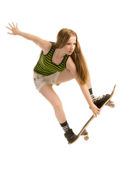 Flying girl-skateboarder