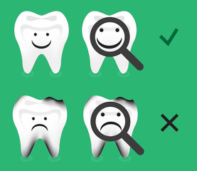 tooth healthy and decay, tooth decay, tooth vector