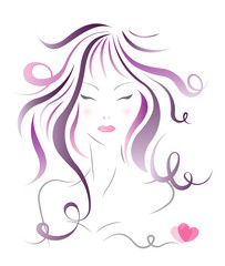 vector women hairstyles on white background