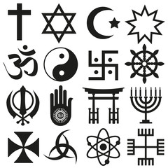 world religions symbols vector set of icons  eps10 - 85849462
