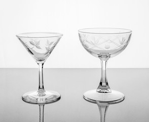 Collage of empty glasses