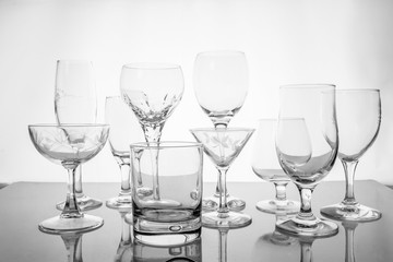 Collage of empty glasses
