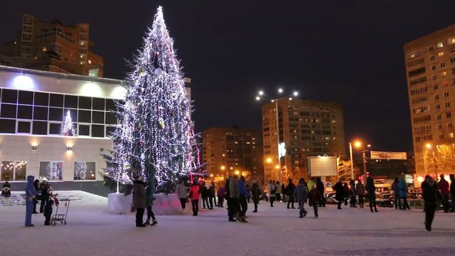 PERM, RUSSIA - JAN 9, 2015: Christmas tree near Capital mall
