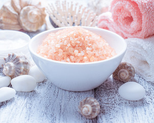 Spa salon with sea salt