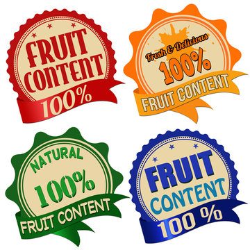 Promotional label, sticker or stamps for one hundred percent fruit content
