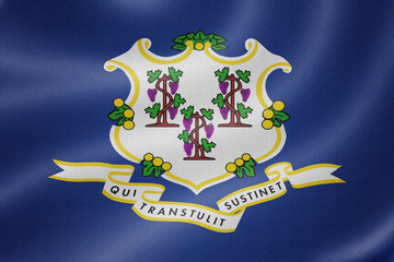 Connecticut flag on the fabric texture background