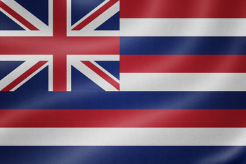 Hawaii flag on the fabric texture background